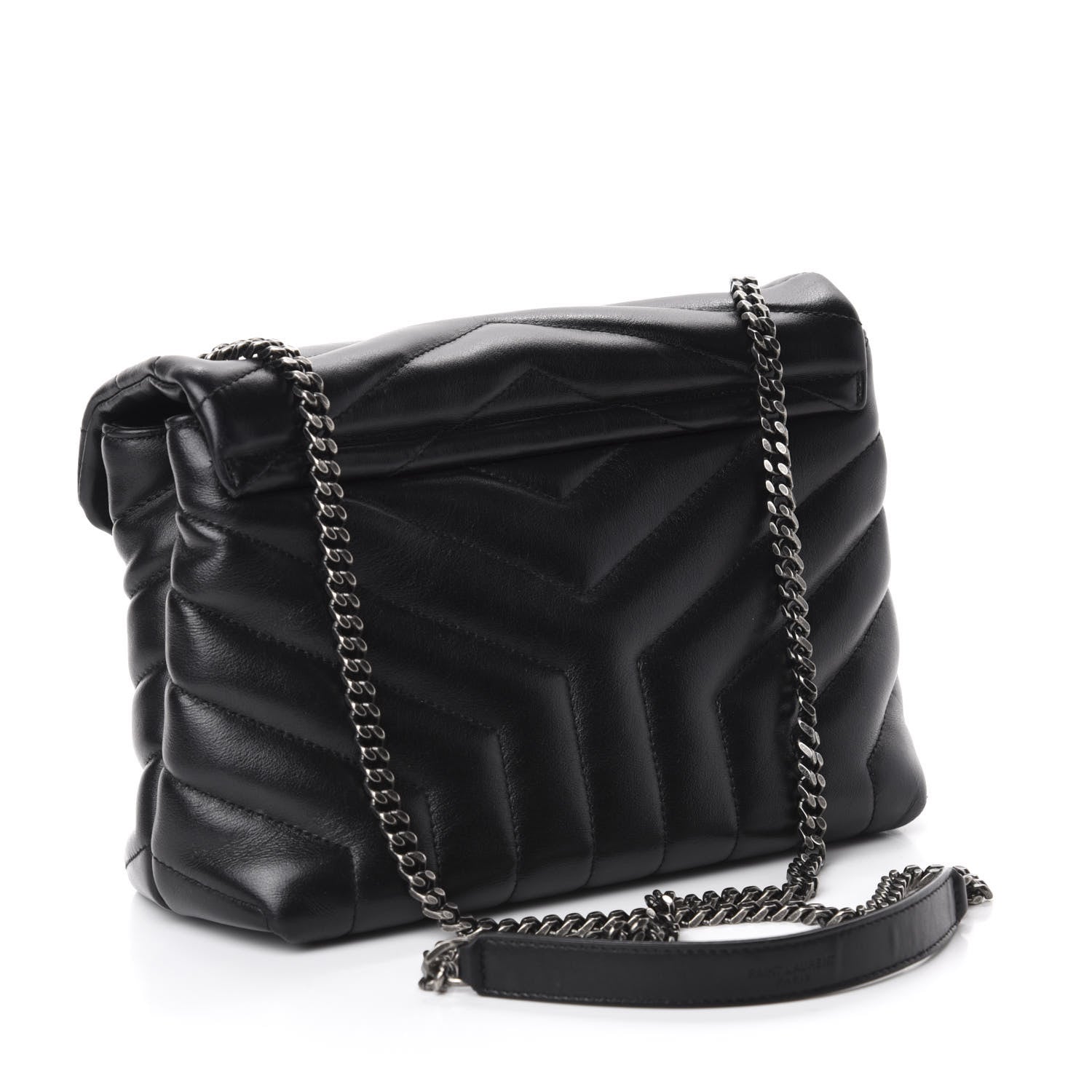 Saint Laurent Calfskin Y Quilted Monogram Small Charm Loulou Chain Satchel Black 3 of 11
