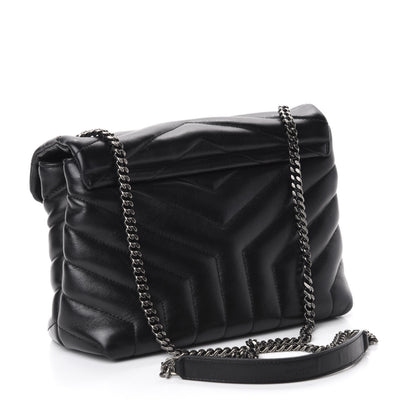 Saint Laurent Calfskin Y Quilted Monogram Small Charm Loulou Chain Satchel Black 3 of 11