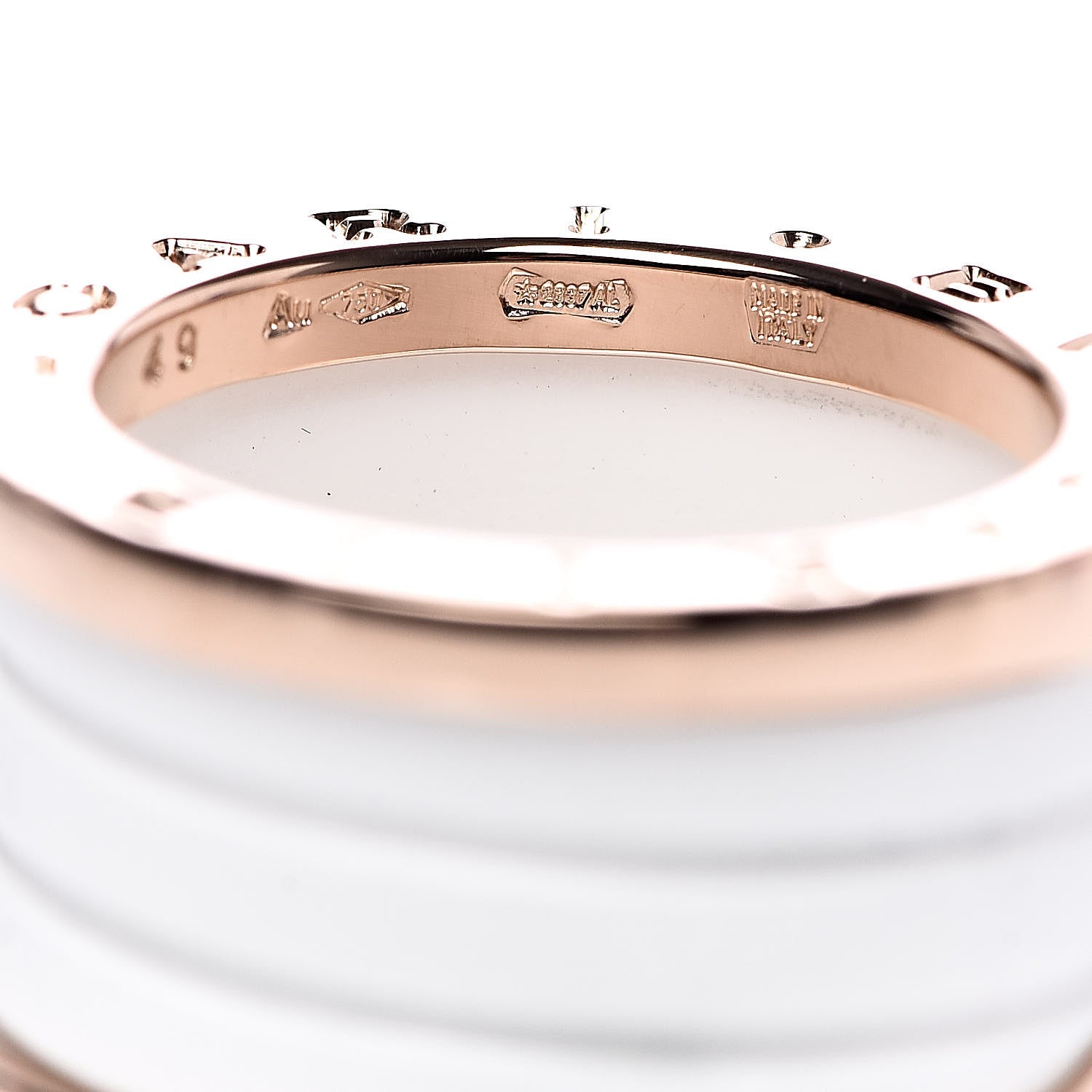 Bulgari 18K Rose Gold White Ceramic B.Zero1 Four-Band Ring 49 4.75 5 of 6