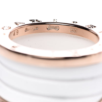 Bulgari 18K Rose Gold White Ceramic B.Zero1 Four-Band Ring 49 4.75 5 of 6