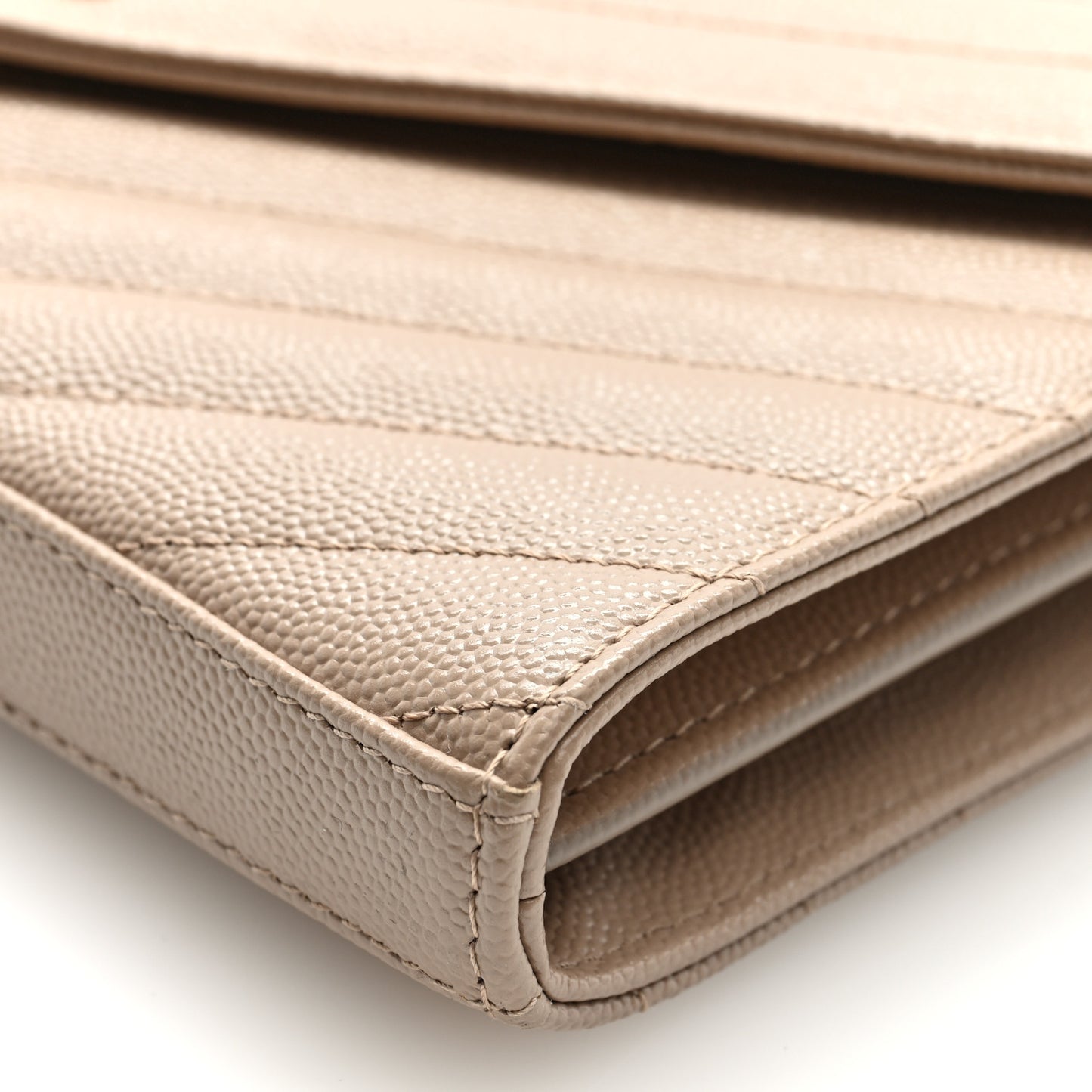Grain De Poudre Matelasse Chevron Monogram Chain Wallet Dark Beige