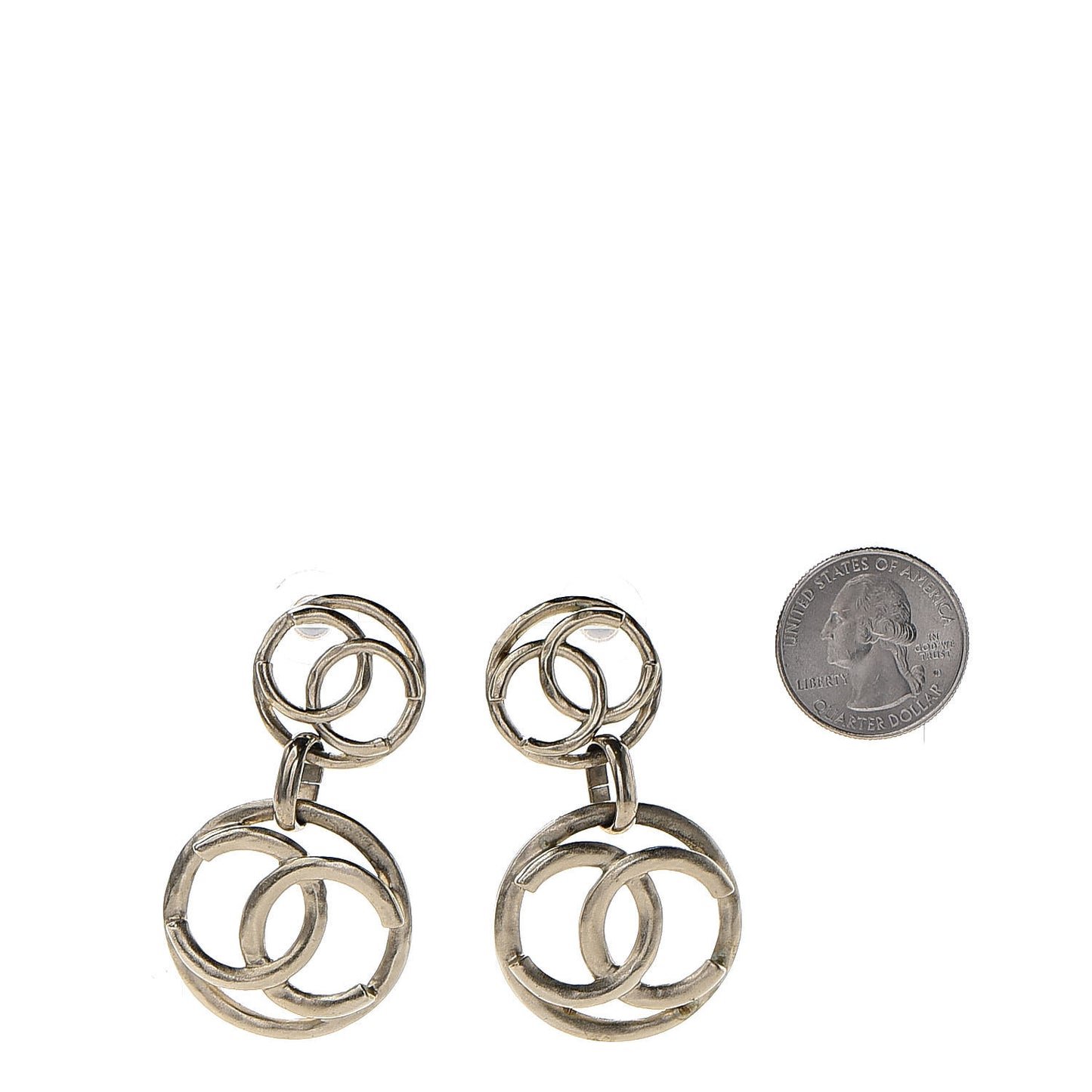 CC Hoop Drop Earrings Light Gold