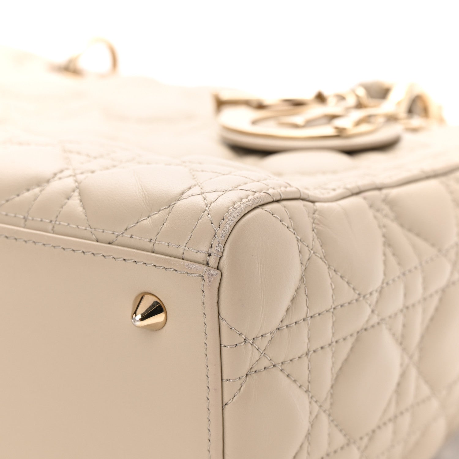 Christian Dior Lambskin Cannage Medium Lady Dior Beige 10 of 24