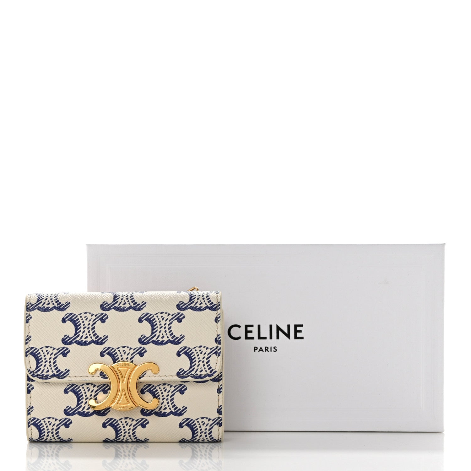 Celine Triomphe Canvas Compact Wallet With Coin Purse White 9 of 9