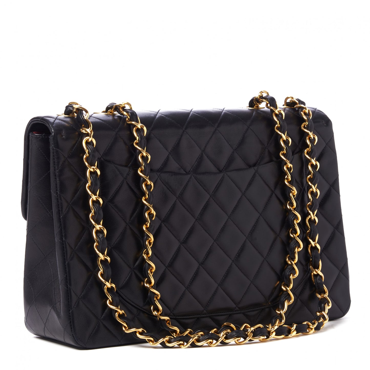 Lambskin Quilted XL Jumbo Single Flap Black
