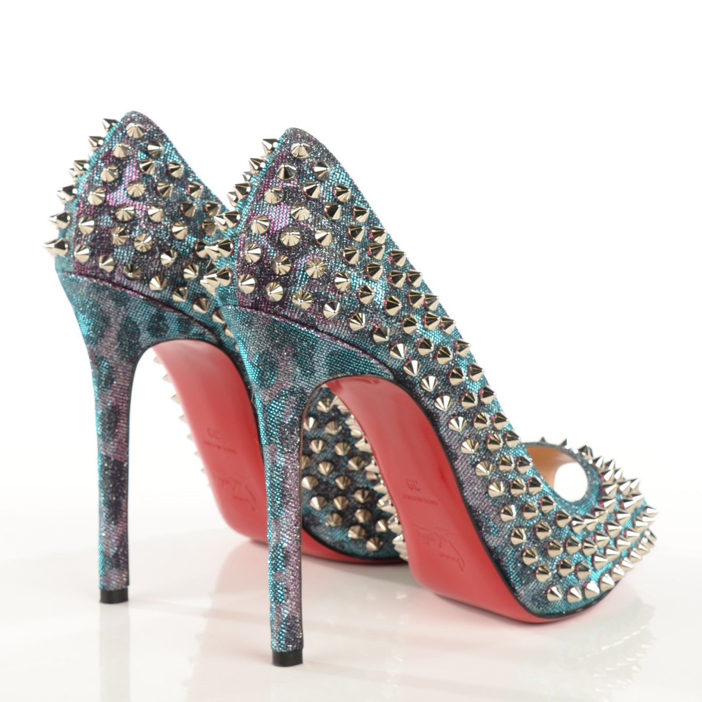 Metallic Lame Peep Spikes 120 Platform Peep Toe Pumps 39 Turquoise Violet Silver