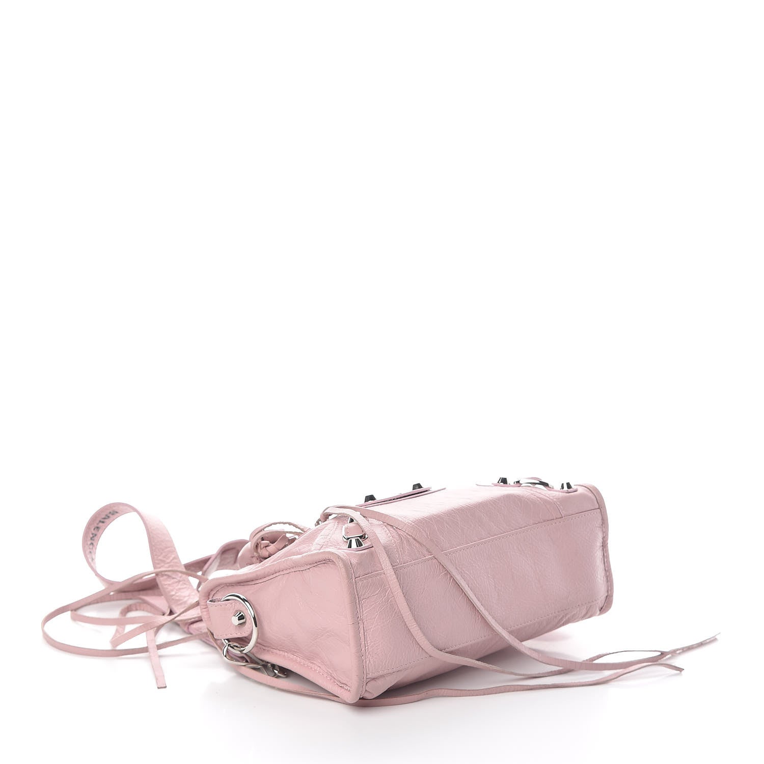 Balenciaga Agneau Classic Silver Hardware Mini City Logo Strap Pale Rose Black 4 of 9