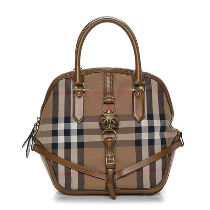 Burberry Bridle Calfskin House Check Owl Medium Orchard Bowling Bag Brown Ochre 1 of 9