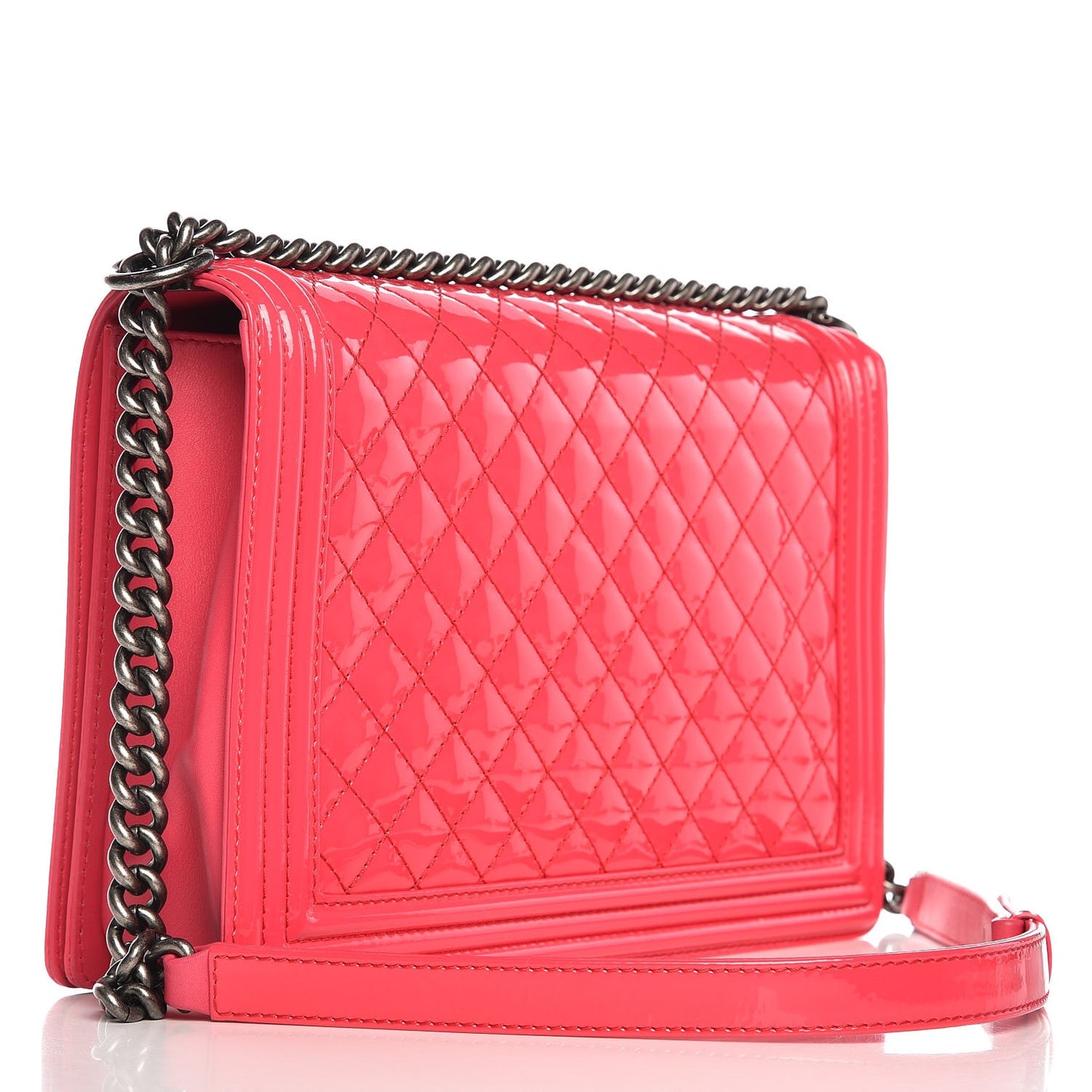 Patent Quilted Large Boy Flap Pink