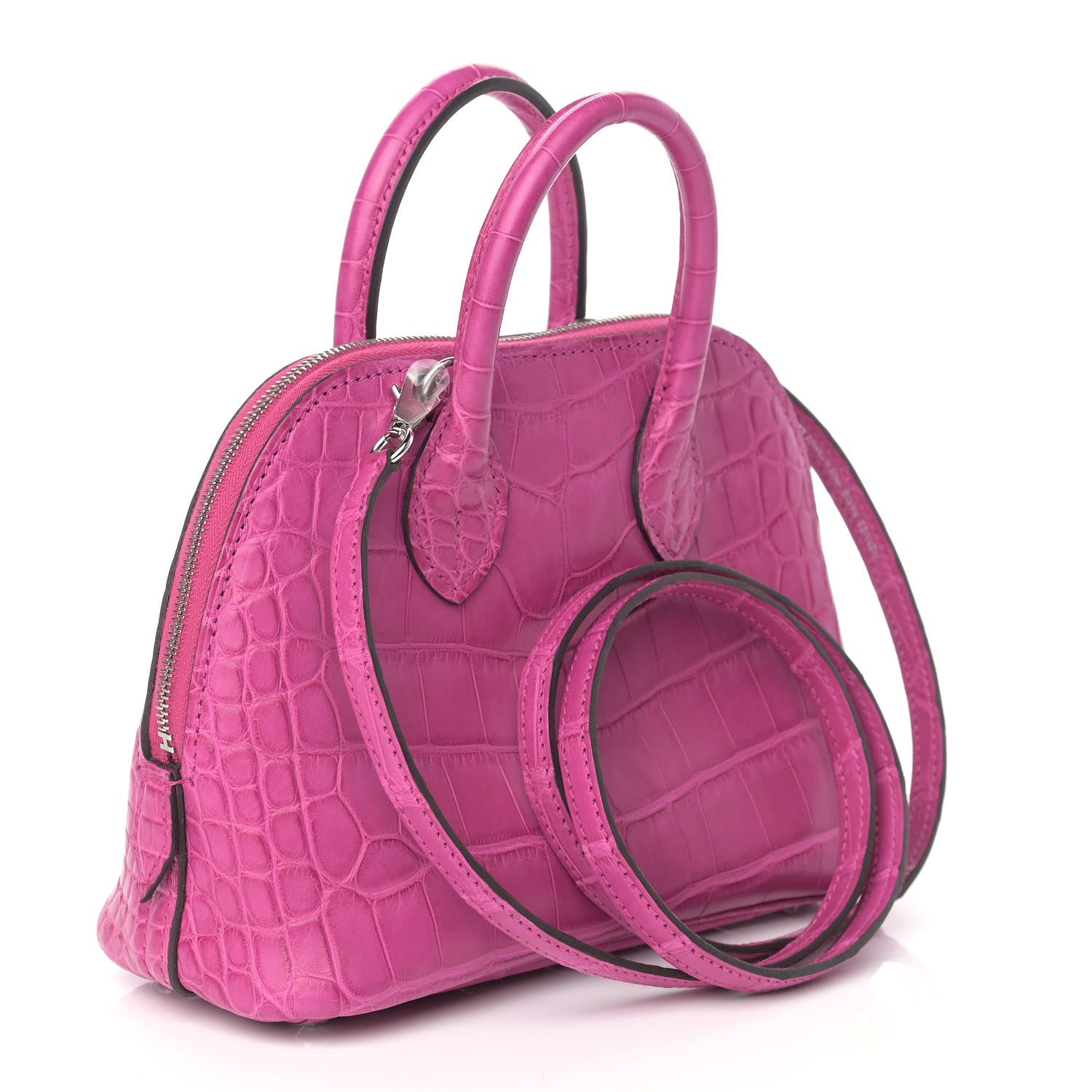 Hermes Matte Alligator Bolide Mini 1923 Rose Scheherazade 2 of 8