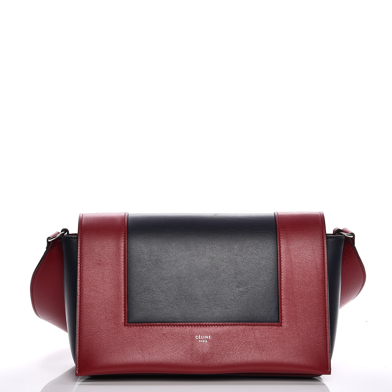 Celine Shiny Smooth Calfskin Medium Frame Shoulder Bag Red Navy 9 of 9