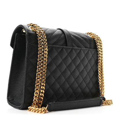 Saint Laurent Lambskin Mixed Matelasse Triquilt Medium Monogram Satchel Black 3 of 10
