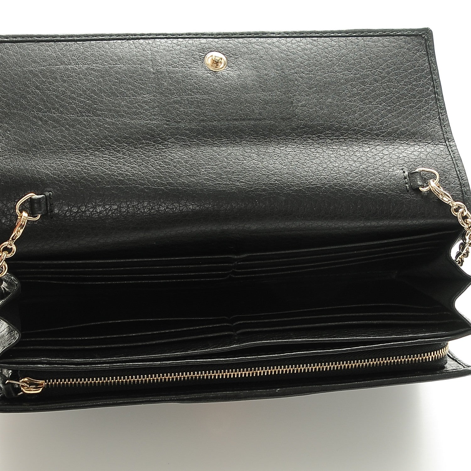 Gucci Calfskin Web Horsebit Chain Clutch Wallet Black 6 of 7