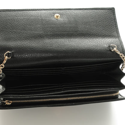 Gucci Calfskin Web Horsebit Chain Clutch Wallet Black 6 of 7