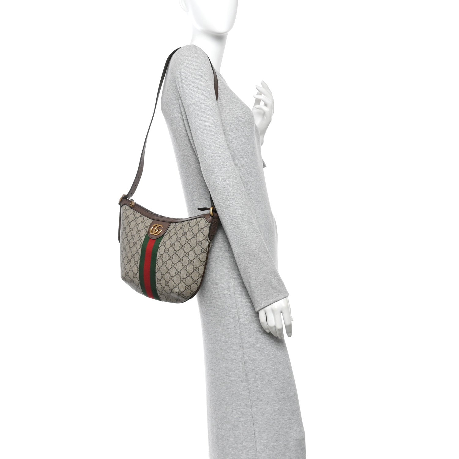 Gucci GG Supreme Monogram Web Small Ophidia Half Moon Hobo Brown 2 of 10