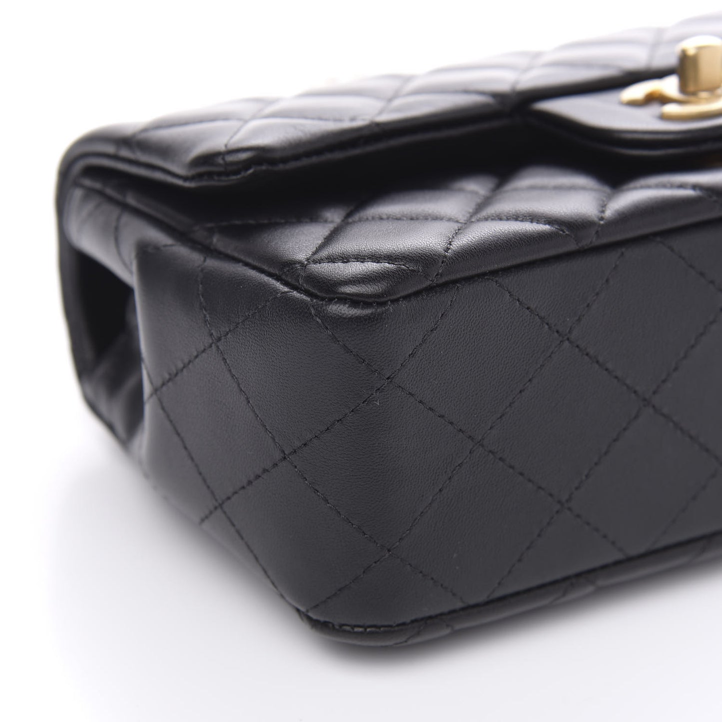 Lambskin Quilted Mini Rectangular Flap Black
