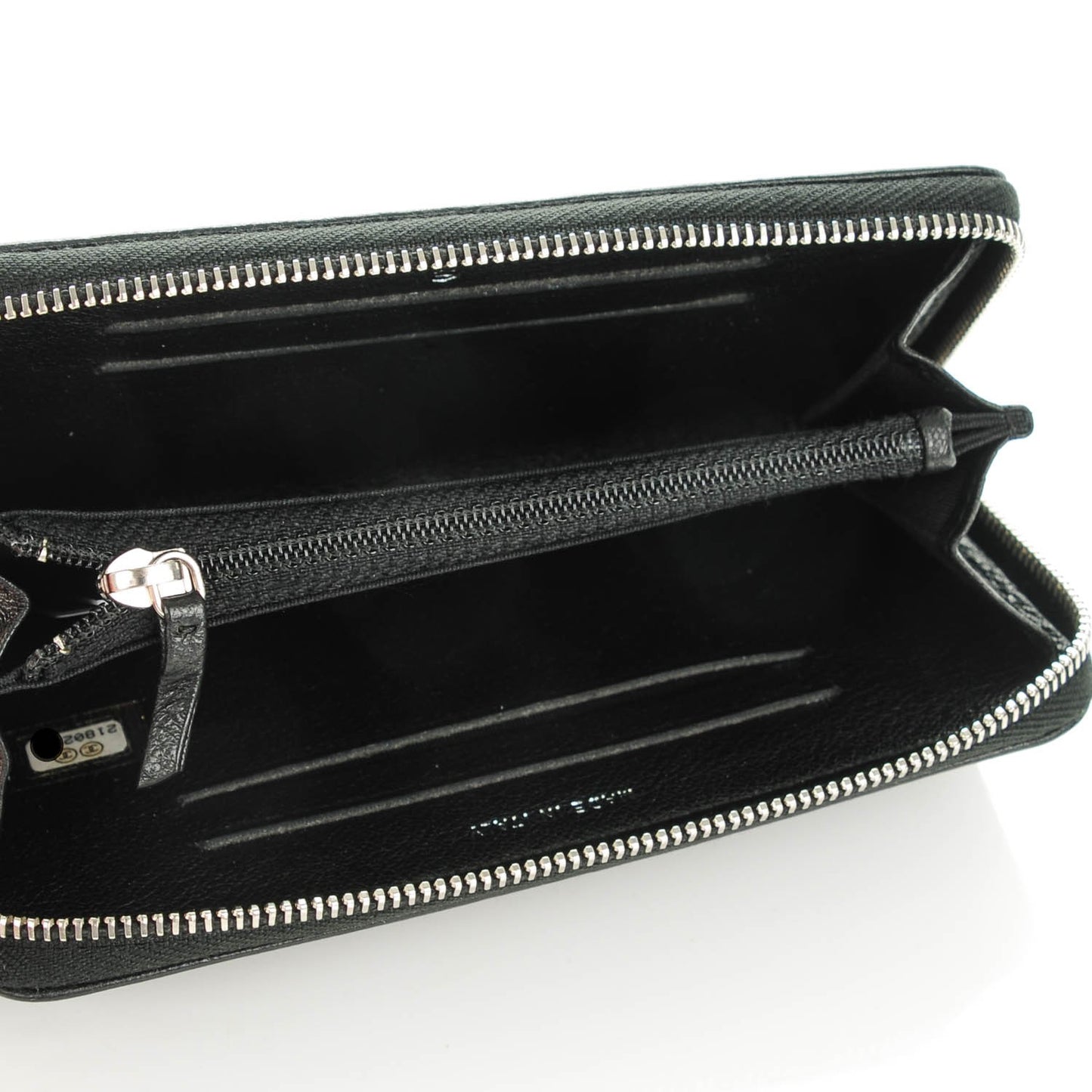 Calfskin Quilted Small Diamond CC Zip Around Wallet Black