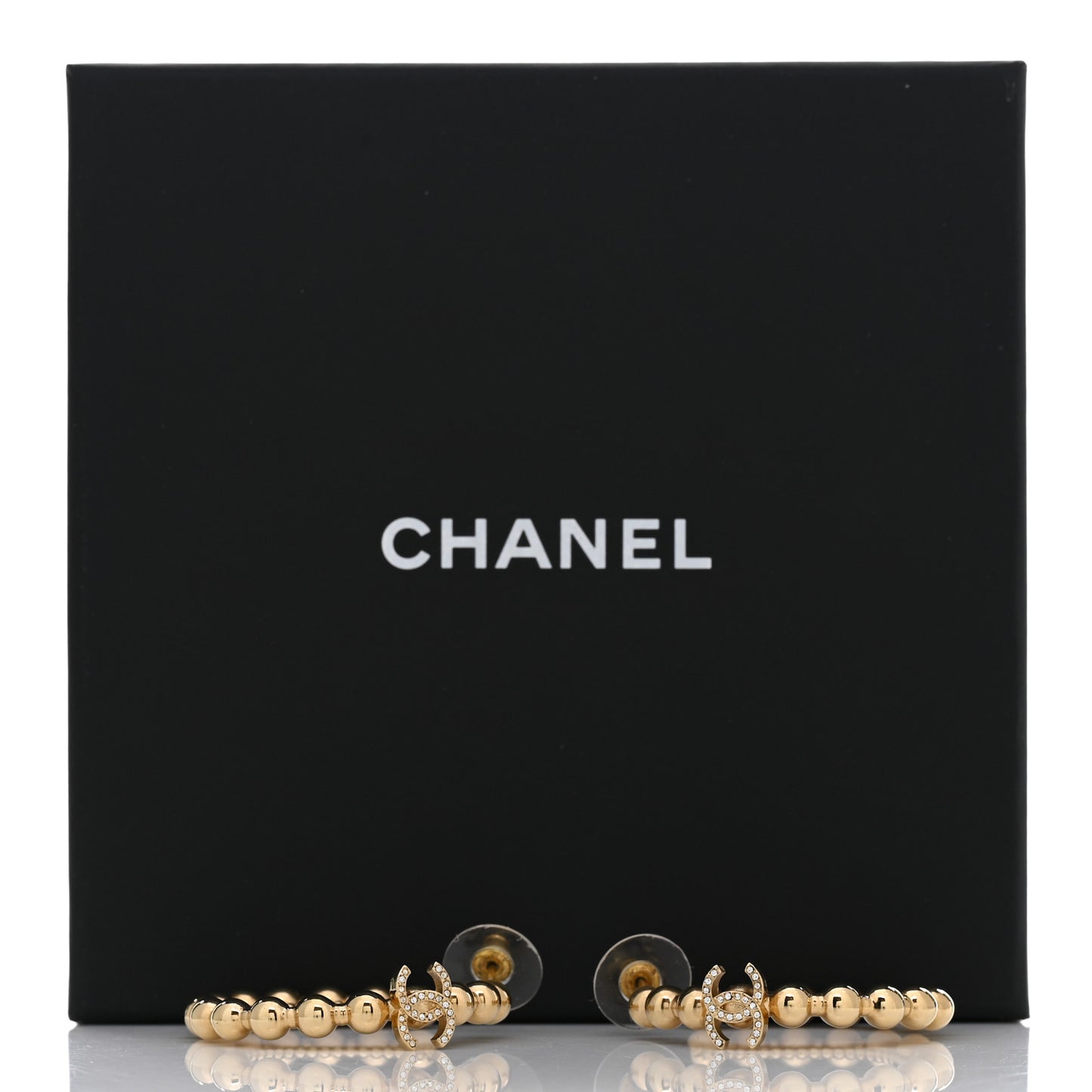 Crystal CC Hoop Earrings Gold
