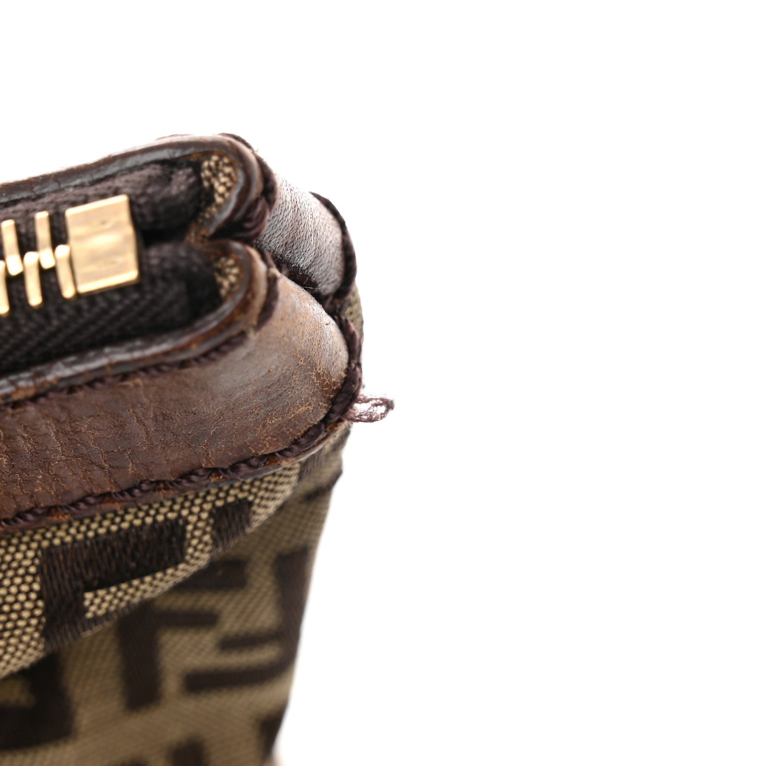 Fendi Zucchino Vitello Shopping Zip Tote Mogano Panna Bruciato 11 of 15