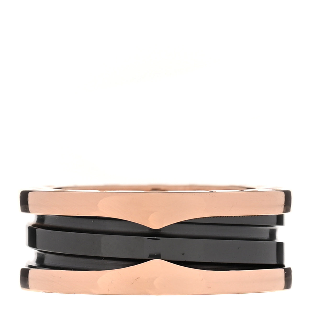 Bulgari 18K Rose Gold Black Ceramic B.Zero1 Two-Band Ring 53 6.5 1 of 6