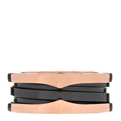 Bulgari 18K Rose Gold Black Ceramic B.Zero1 Two-Band Ring 53 6.5 1 of 6