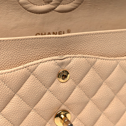 Chanel Caviar Quilted Medium Double Flap Beige 15 of 16