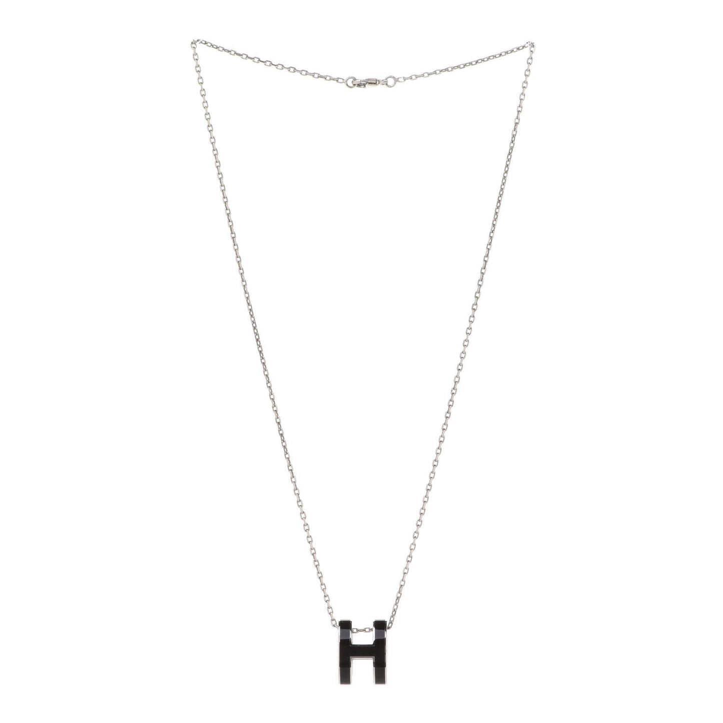 Lacquered Palladium Pop H Pendant Necklace Black