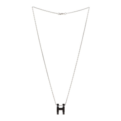 Hermes Lacquered Palladium Pop H Pendant Necklace Black 3 of 7