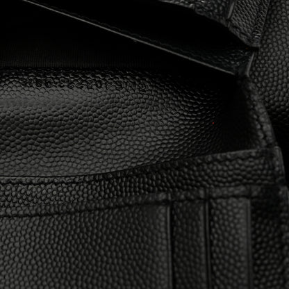 Saint Laurent Grain De Poudre Matelasse Chevron Monogram Compact Zip Around Wallet Black 8 of 8