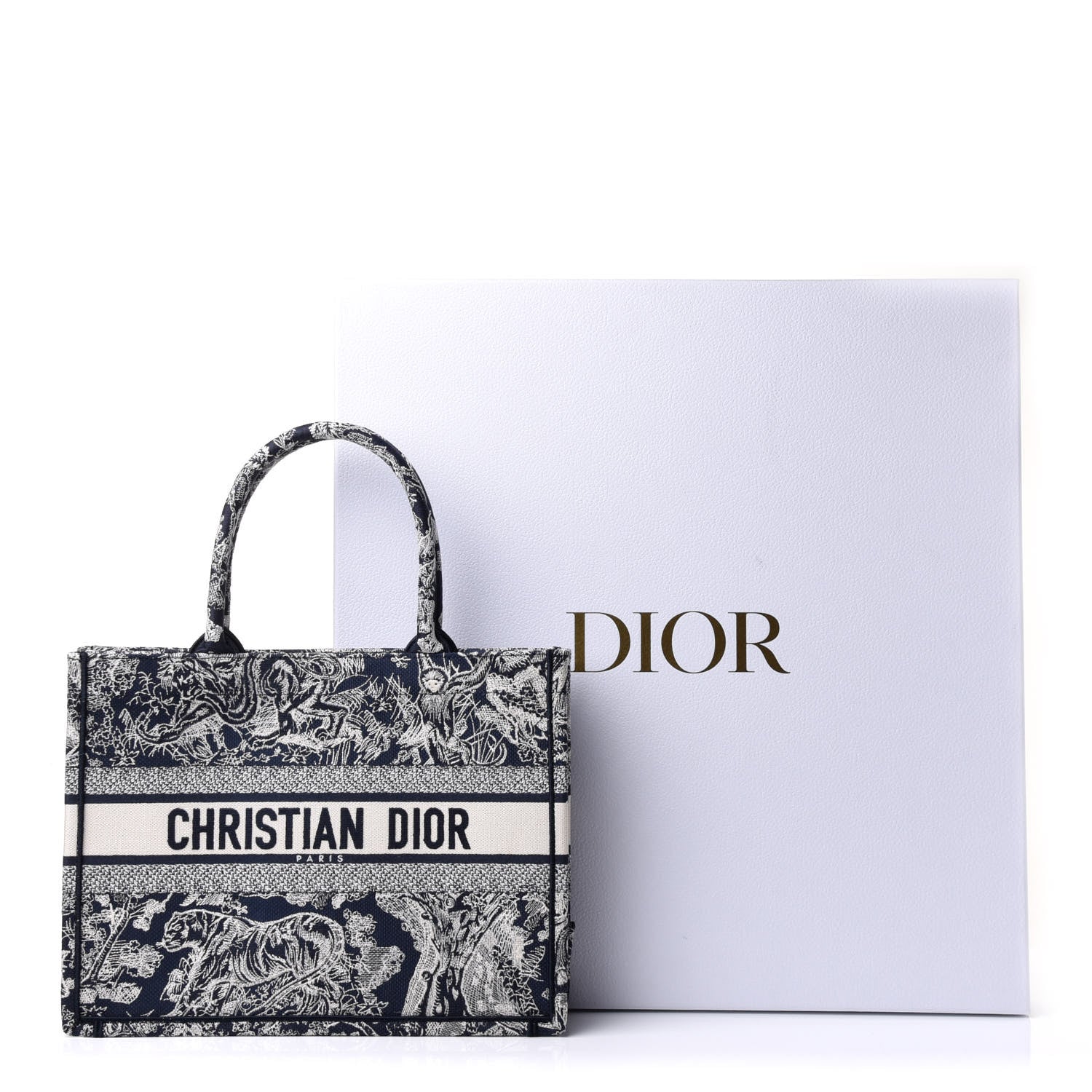Christian Dior Canvas Embroidered Medium Toile De Jouy Reverse Book Tote Blue 9 of 9