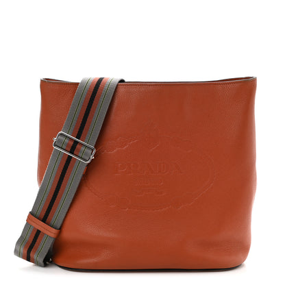 Prada Vitello Phenix Embossed Logo Shoulder Bag Papaya 1 of 14
