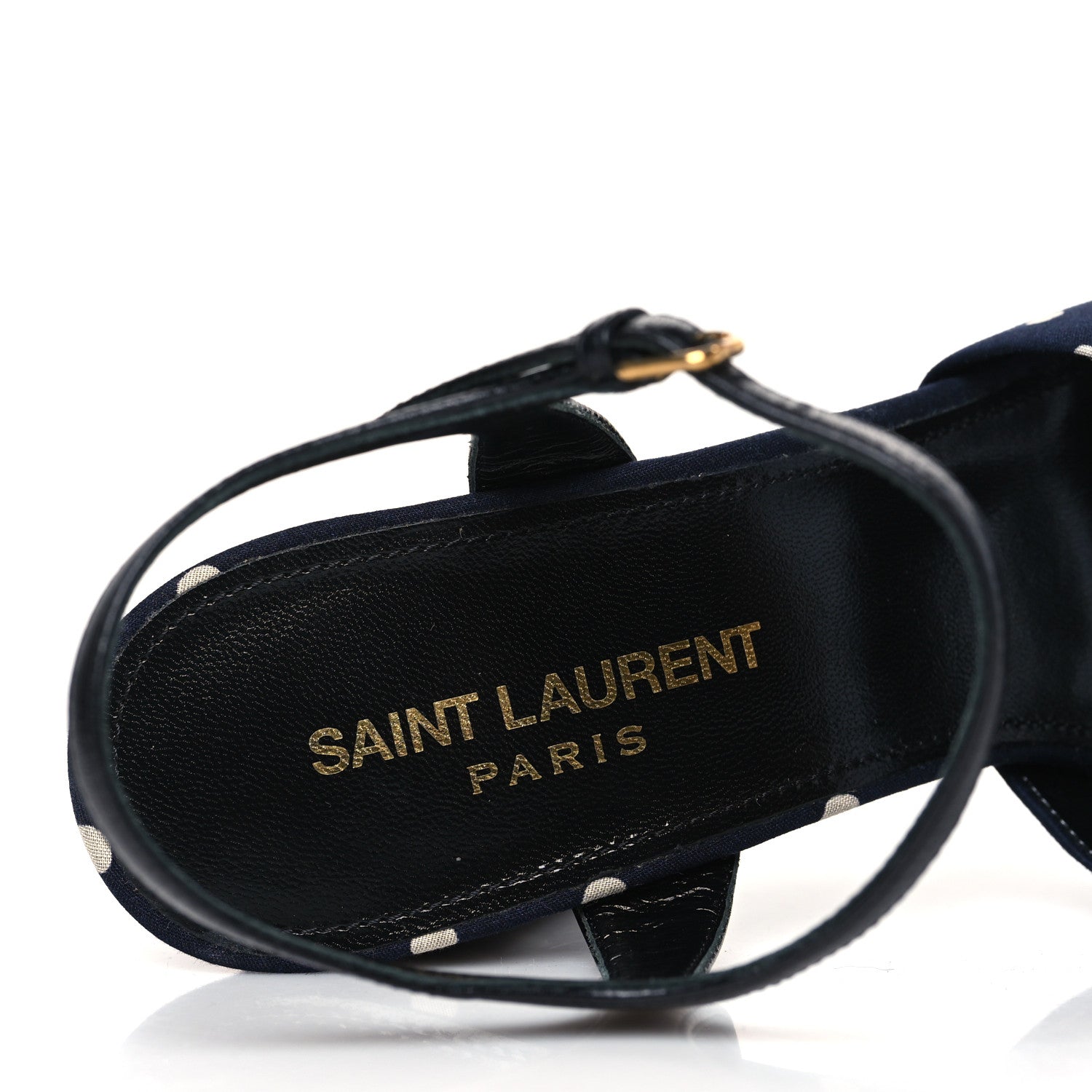 Saint Laurent Satin Polka Dot Bianca 125 Platform Sandals 36 Navy 7 of 9