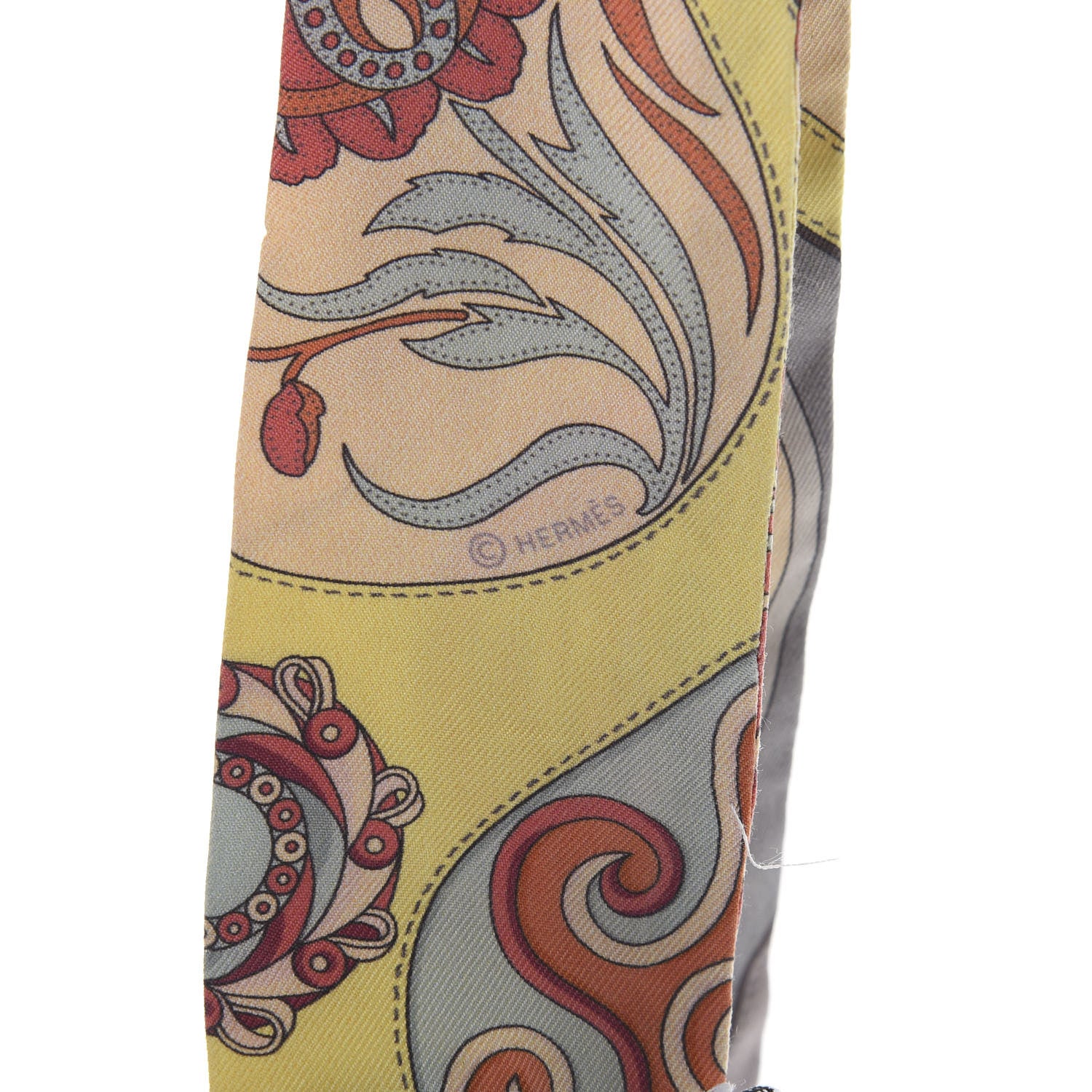 Hermes Silk Festival des Amazones Twilly Gris Jaune Corail 4 of 8