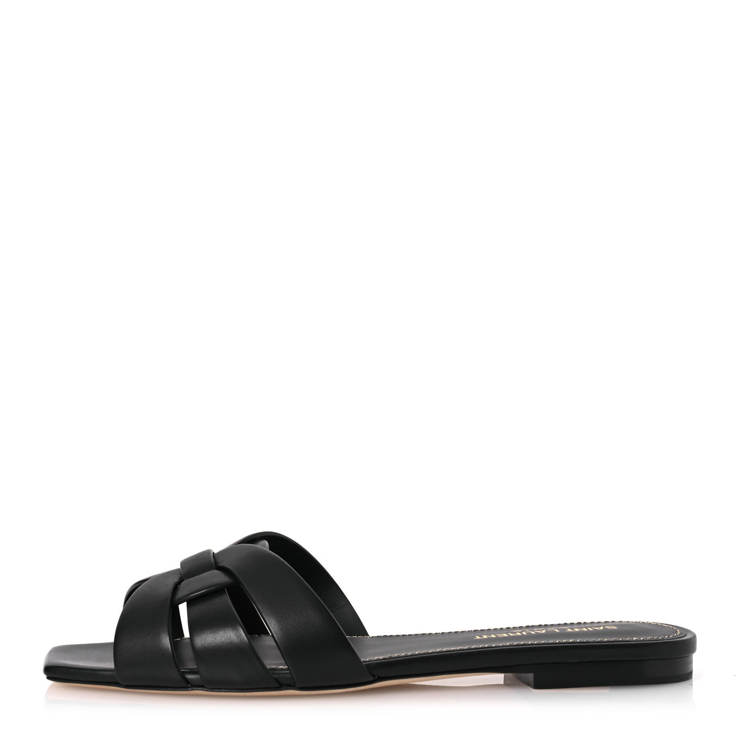 Calfskin Tribute 05 Slide Sandals 36.5 Black