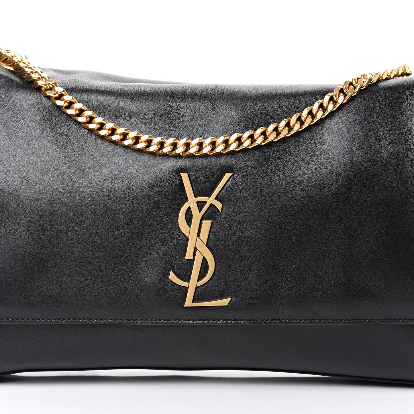 Smooth Calfskin Leopard Print Medium Reversible Monogram Kate Satchel Black