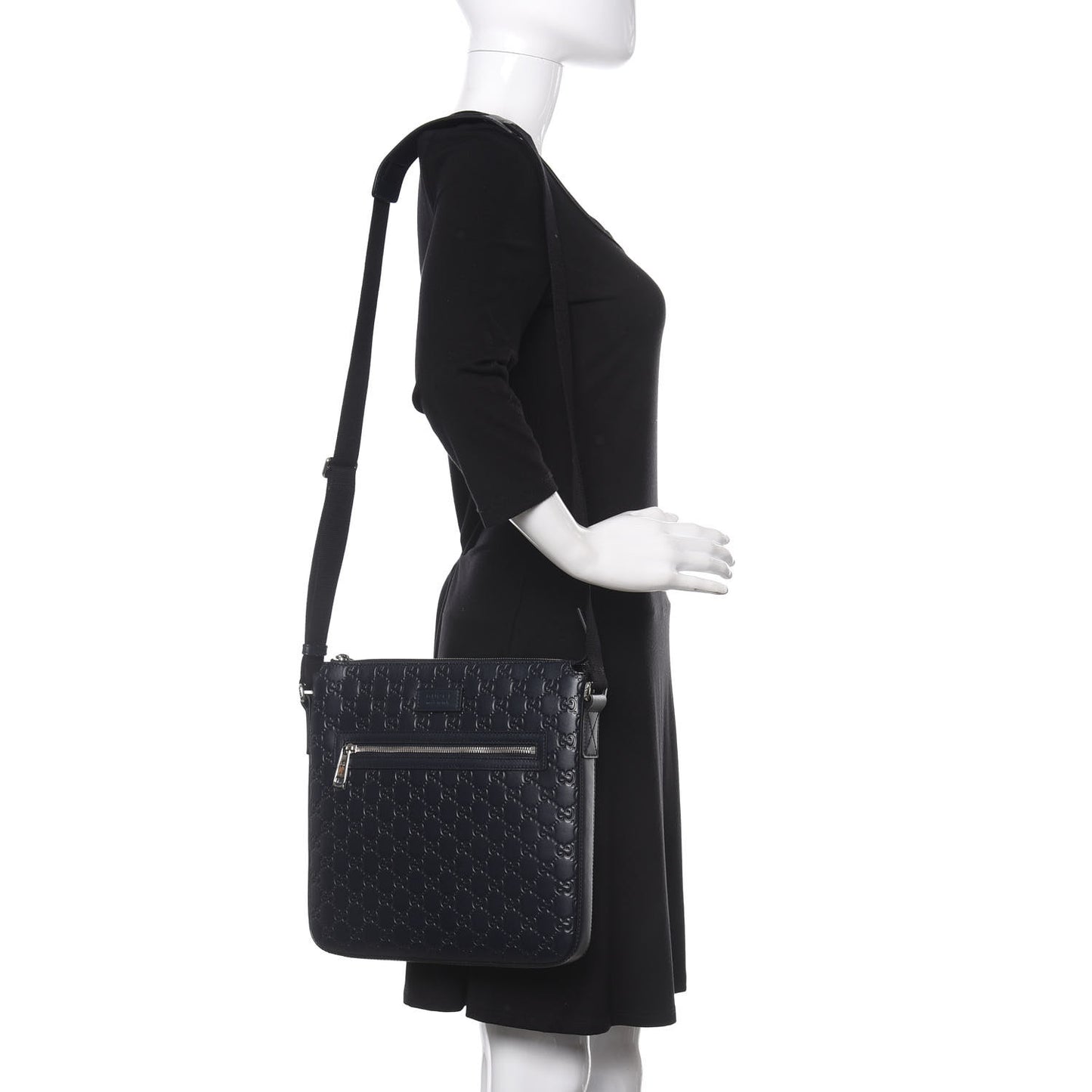 Guccissima Signature Medium Flat Messenger Bag Blue