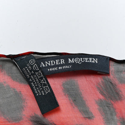 Alexander McQueen Silk Chiffon Leopard Skull Scarf Red 3 of 8