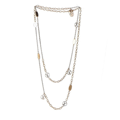Louis Vuitton Logomania Sautoir Necklace Silver Gold 3 of 5