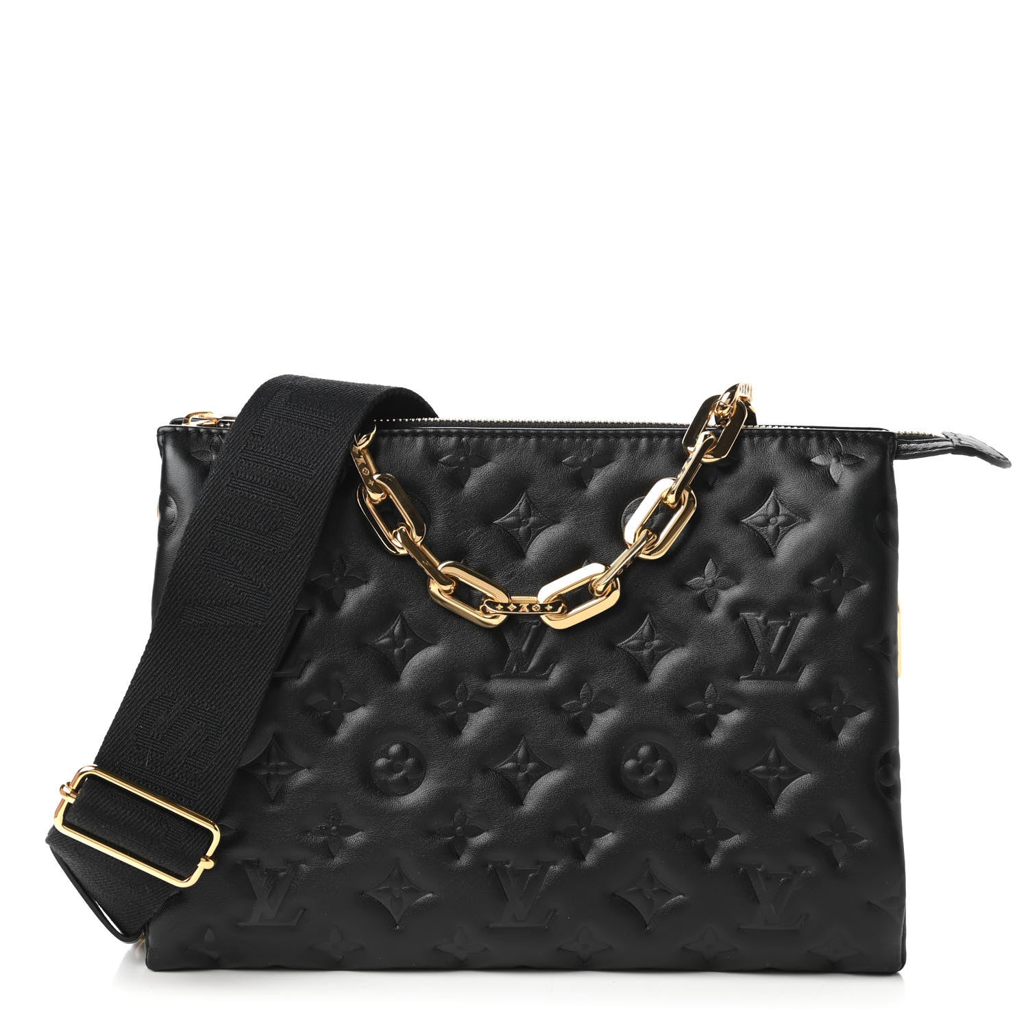 Louis Vuitton Lambskin Embossed Monogram Coussin PM Black 1 of 11