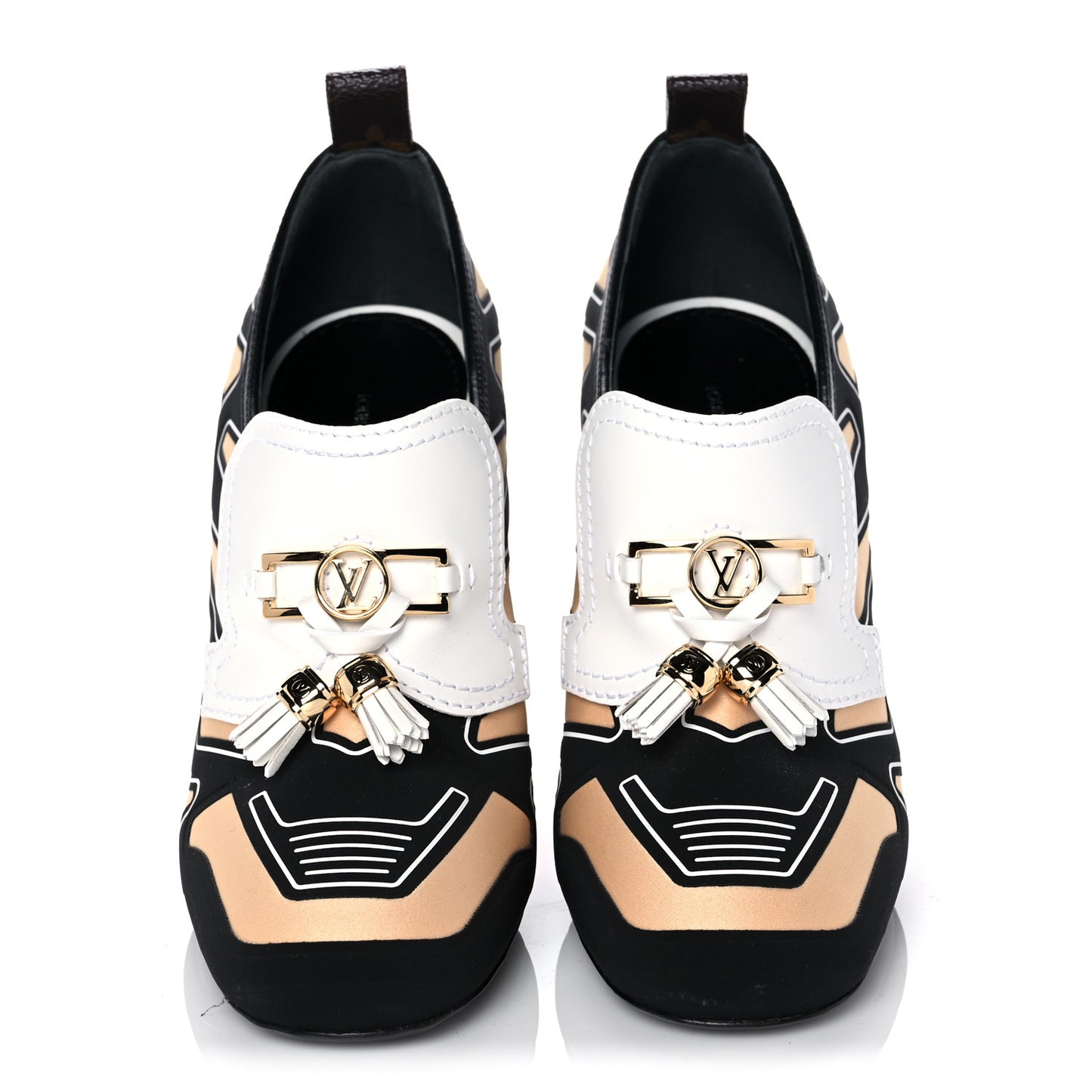 Calfskin Swift Loafers 39 Black White