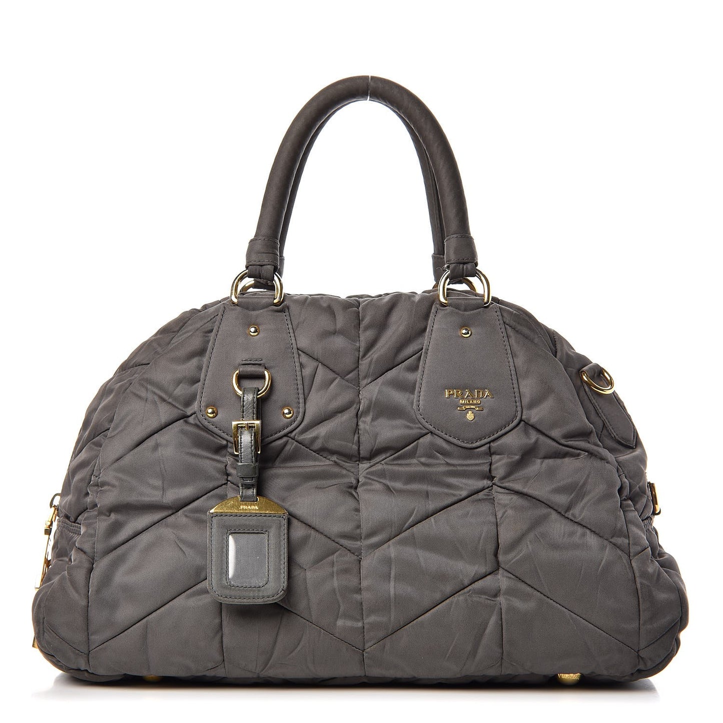 Tessuto Nylon Chevron Quilted Dome Satchel Grey