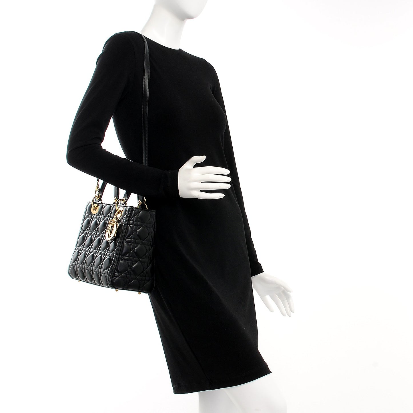 Lambskin Cannage Medium Lady Dior Black