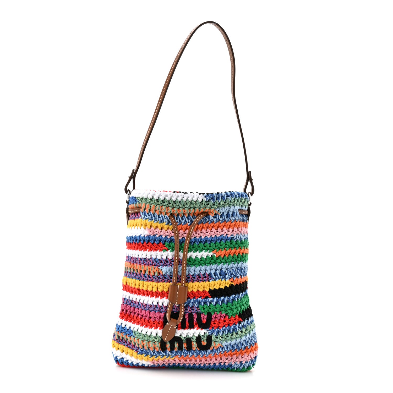 Miu Miu Fabric Crochet Drawstring Pouch Multicolor 1 of 10