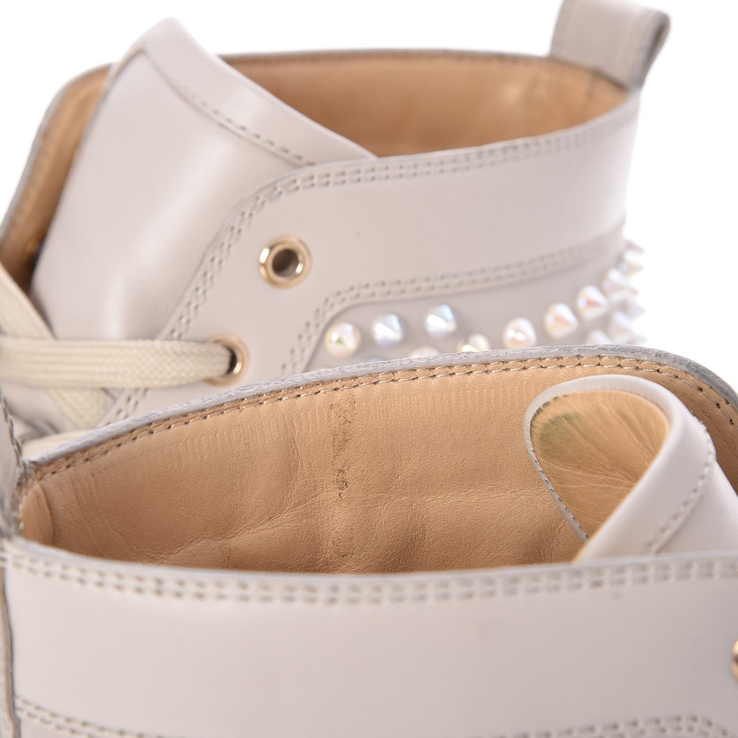 Christian Louboutin Mens Calfskin Louis Spikes Flat Sneakers 43.5 Light Gray 7 of 11