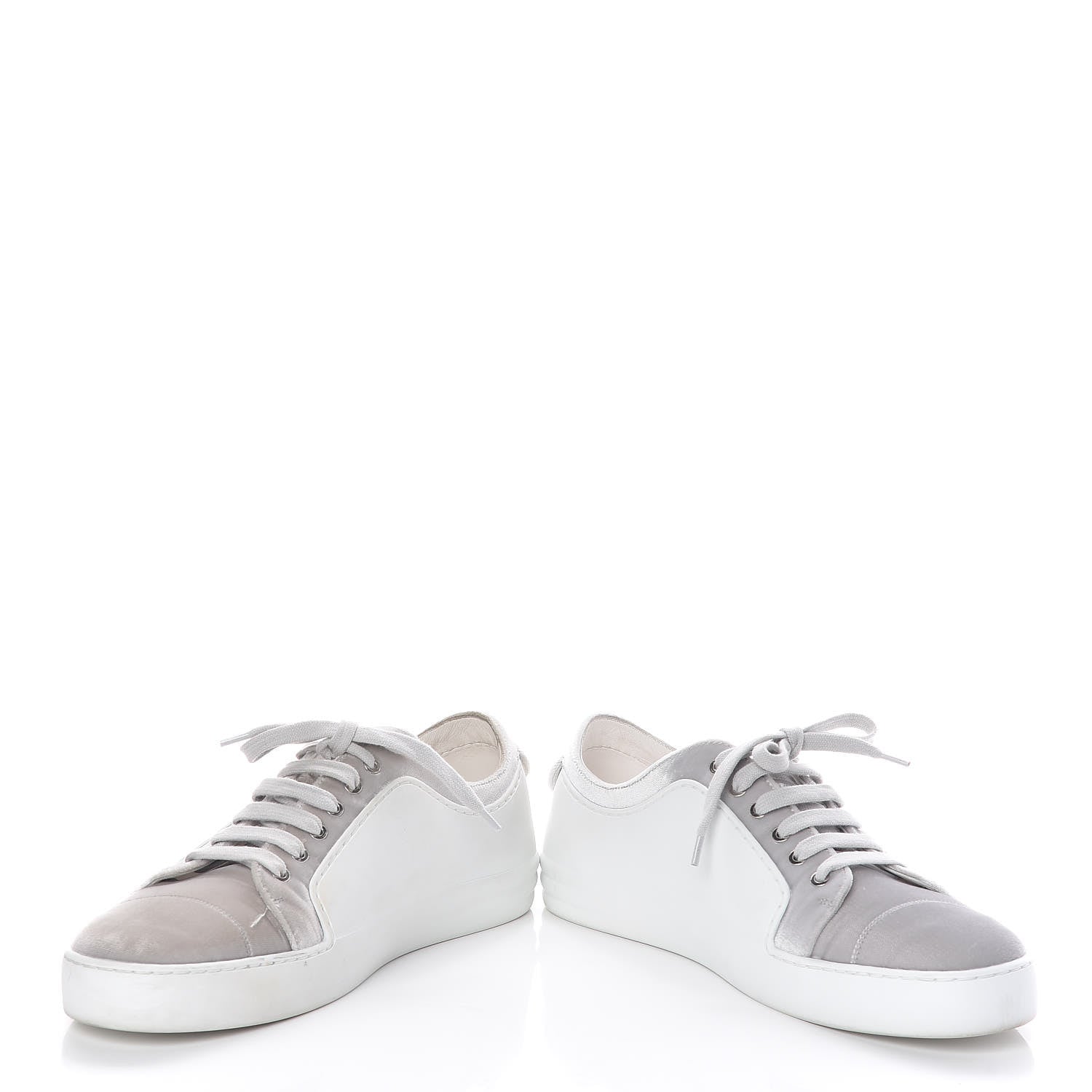 Chanel Calfskin Velvet Womens CC Sneakers 40.5 White Silver 5 of 13