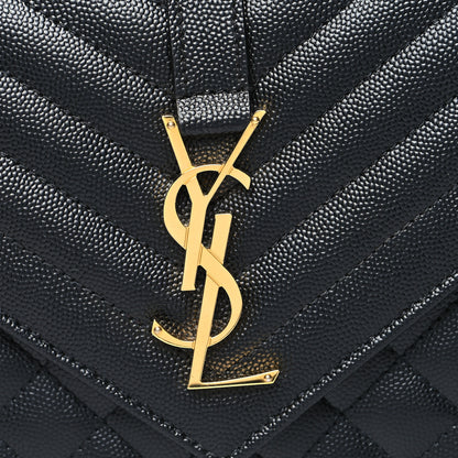 Saint Laurent Grain De Poudre Textured Mixed Matelasse Triquilt Medium Monogram Satchel Black 10 of 11