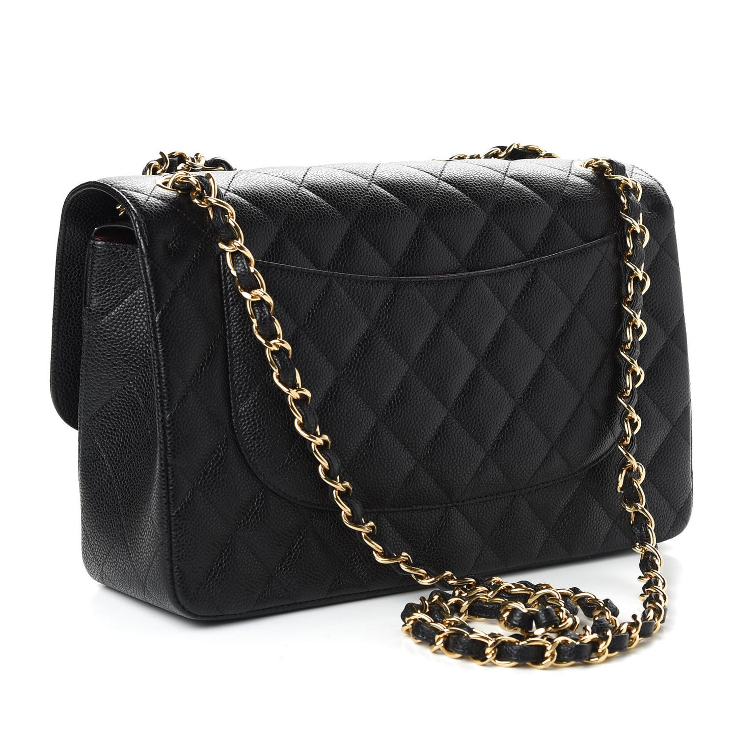 Caviar Quilted Jumbo Double Flap Black