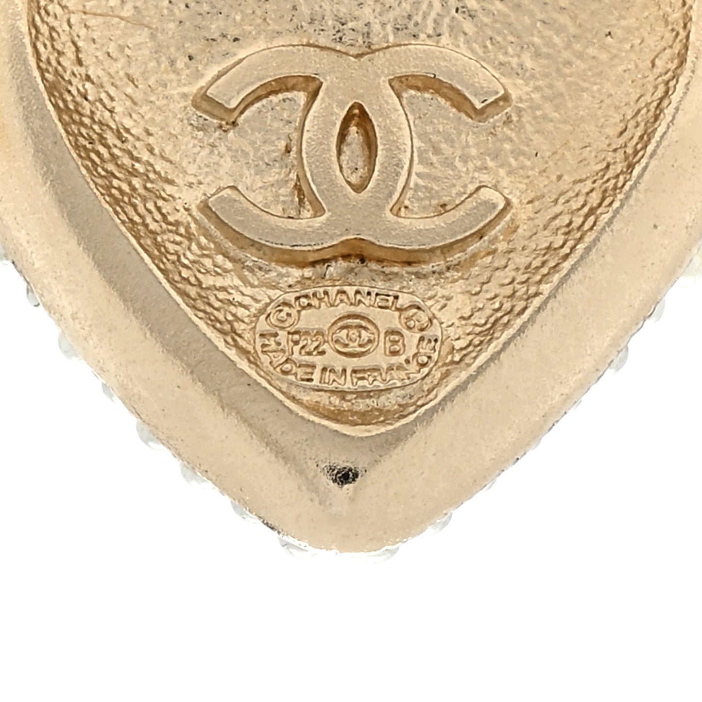 Pearl Crystal CC Heart Earrings Gold White
