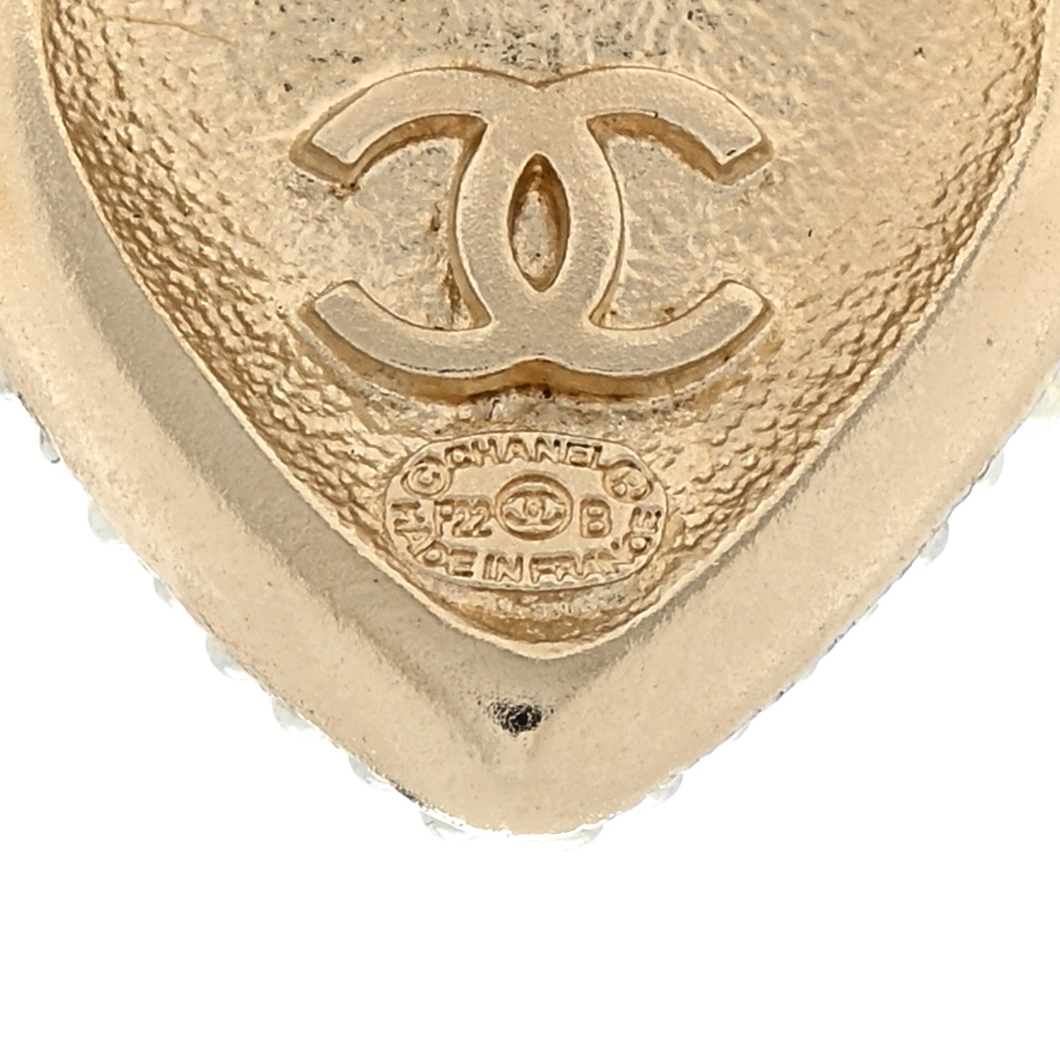 Chanel Pearl Crystal CC Heart Earrings Gold White 4 of 4