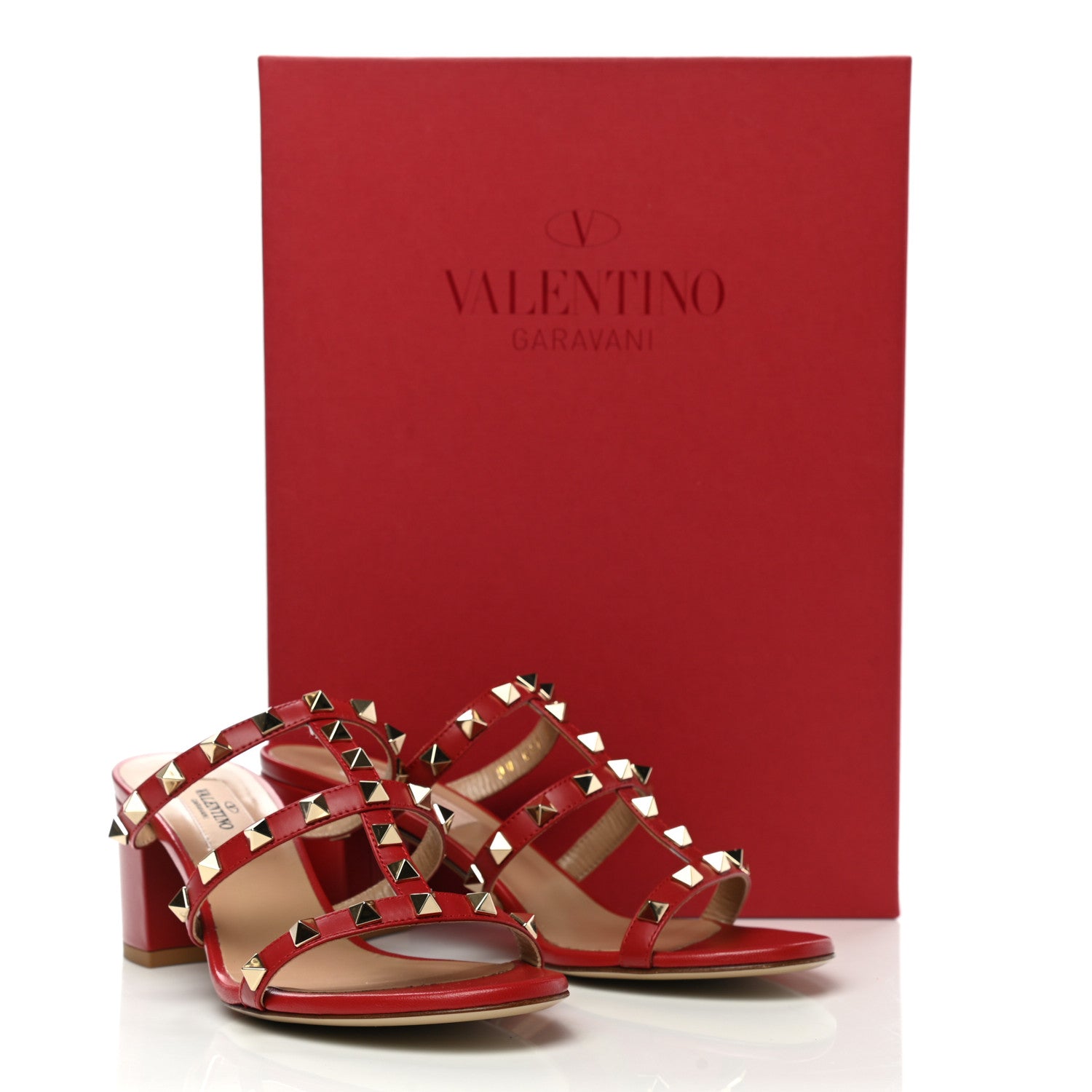 Valentino Garavani Calfskin Rockstud 60mm Caged Slide Sandals 36 Rosso Valentino 9 of 9